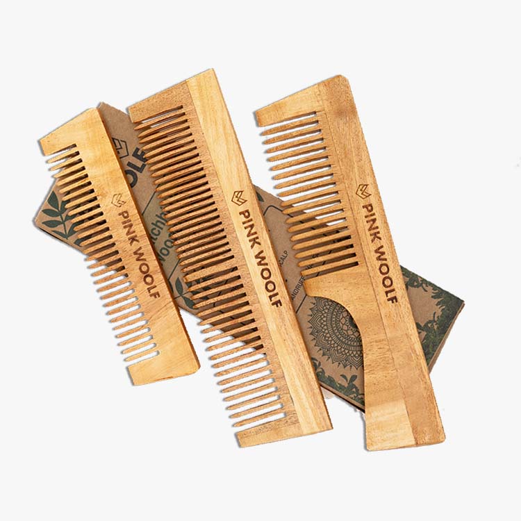 Neem Wooden Hair Comb COMBO - Neem Comb, Neem Wooden CombPinkWoolf