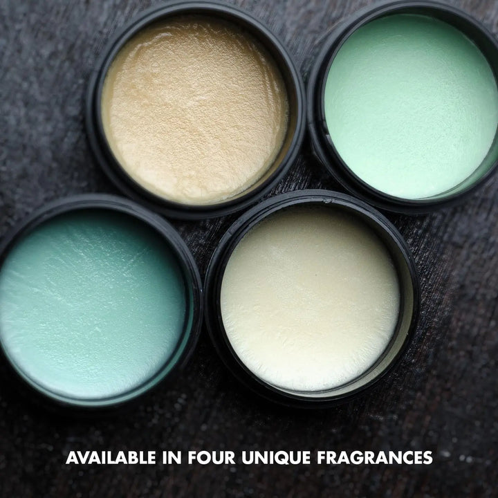 All4 shaving soap from Pink Woolf - Oudh Sandalwood, Seabuckthorn Aloe Vera, Neroli Mandarin and Oceanic Blue