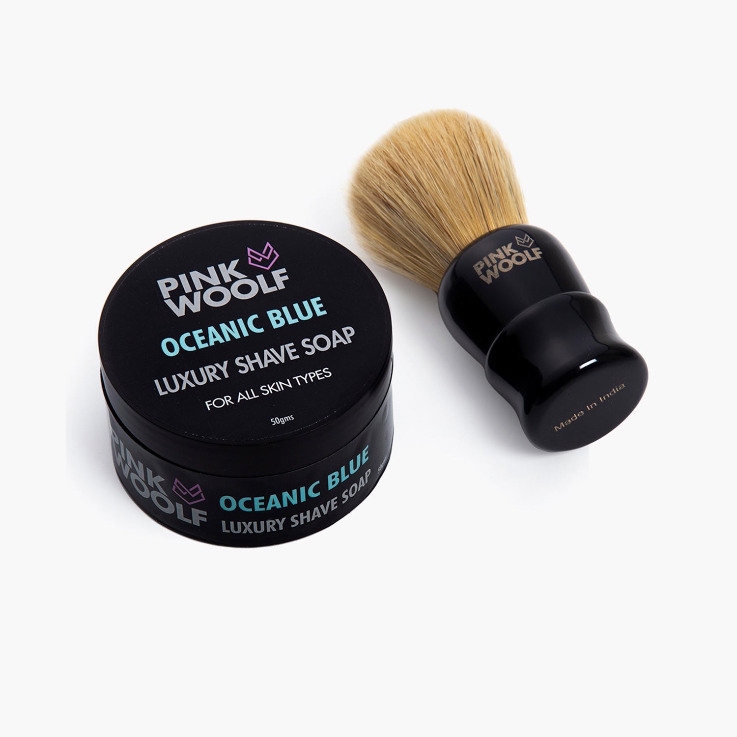 Boar Shaving Brush and Shaving Soap COMBO Rich Lather PinkWoolf