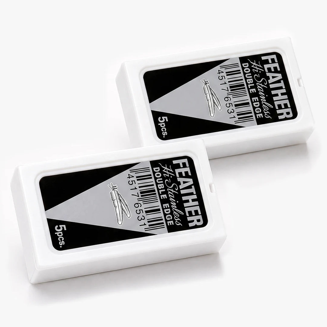 Feather Black Hi-Stainless double edge razor blades, 10 blades in 2 packs