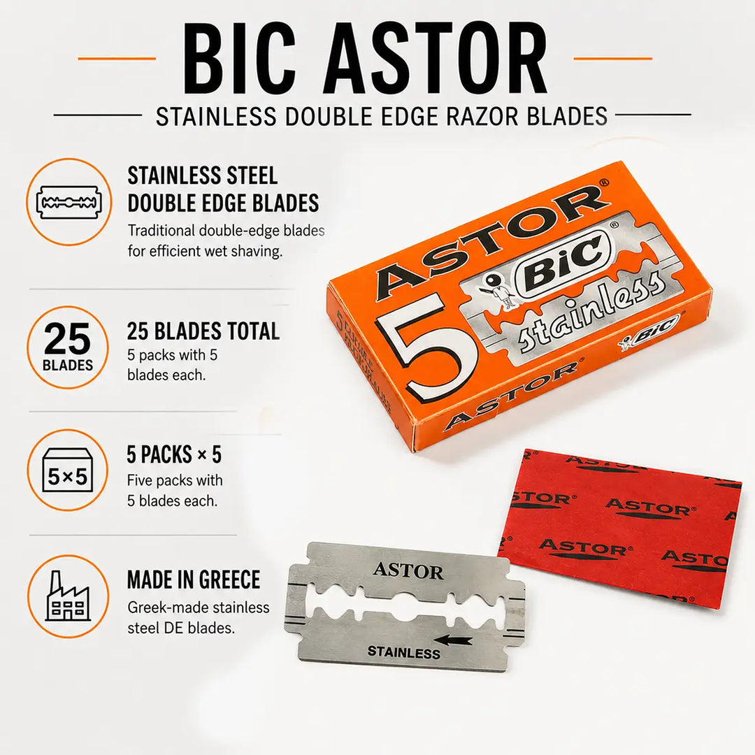 BIC Astor Stainless Double Edge Razor Blades – 25 Blades