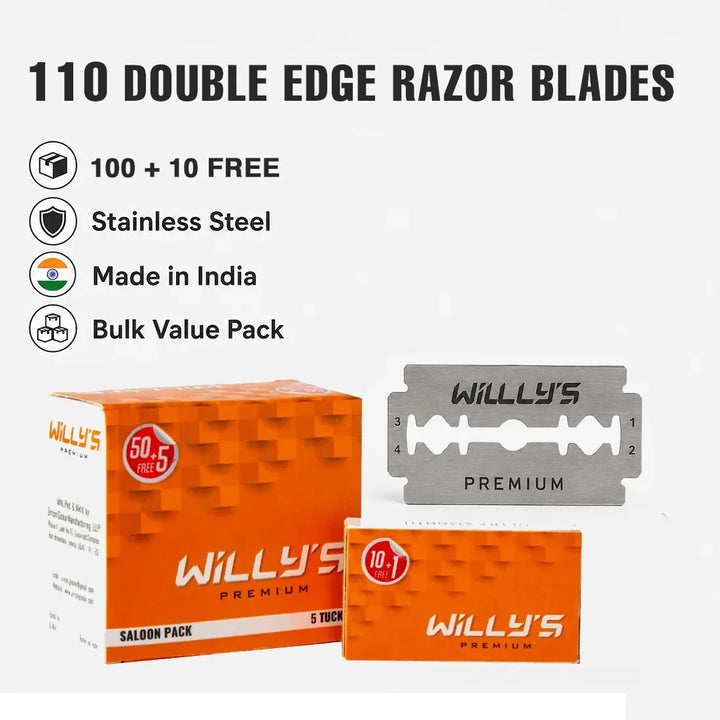 Willy’s Premium Double Edge Razor Blades – 100 Blades