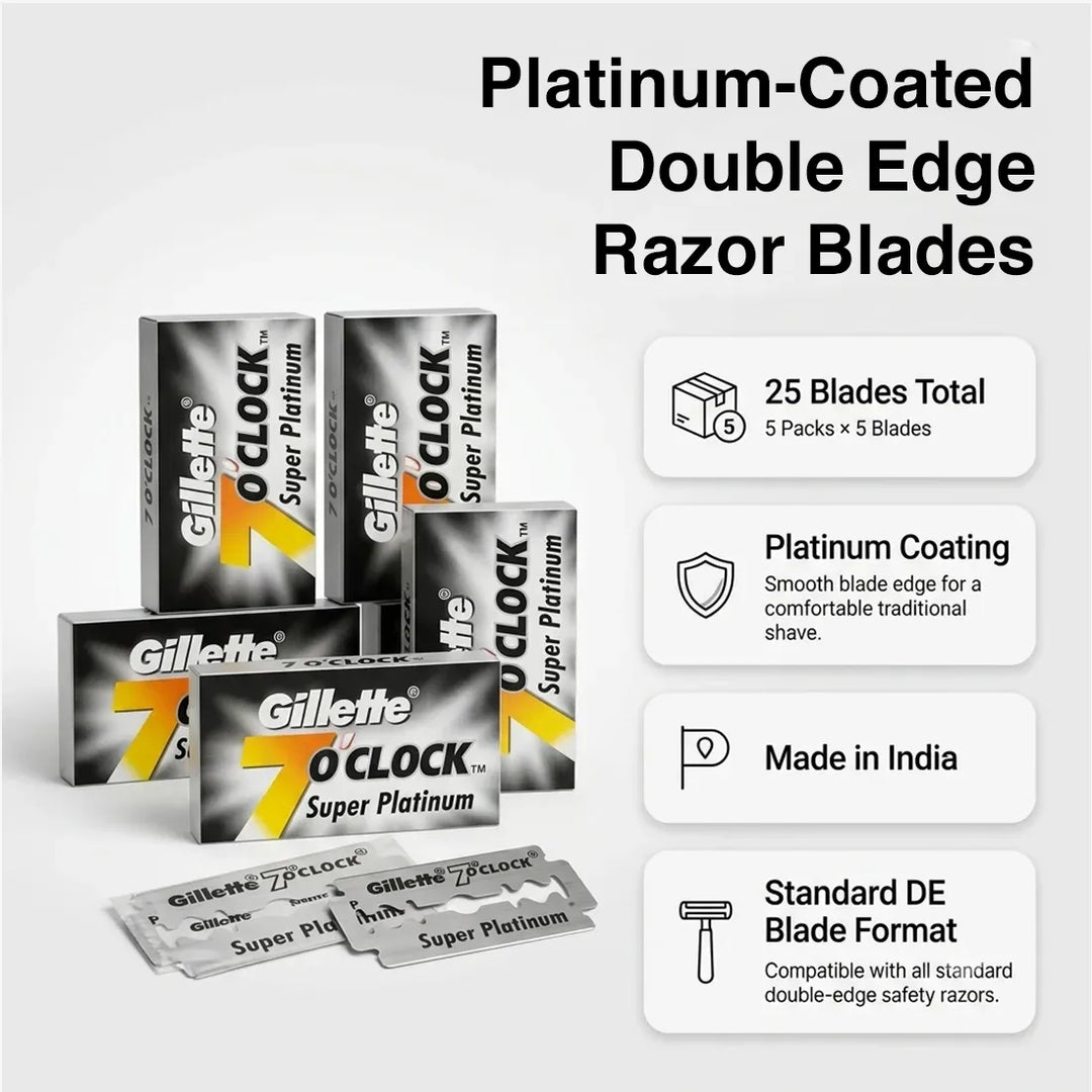 Gillette 7 O'Clock Super Platinum double edge razor blades 25 blades product details