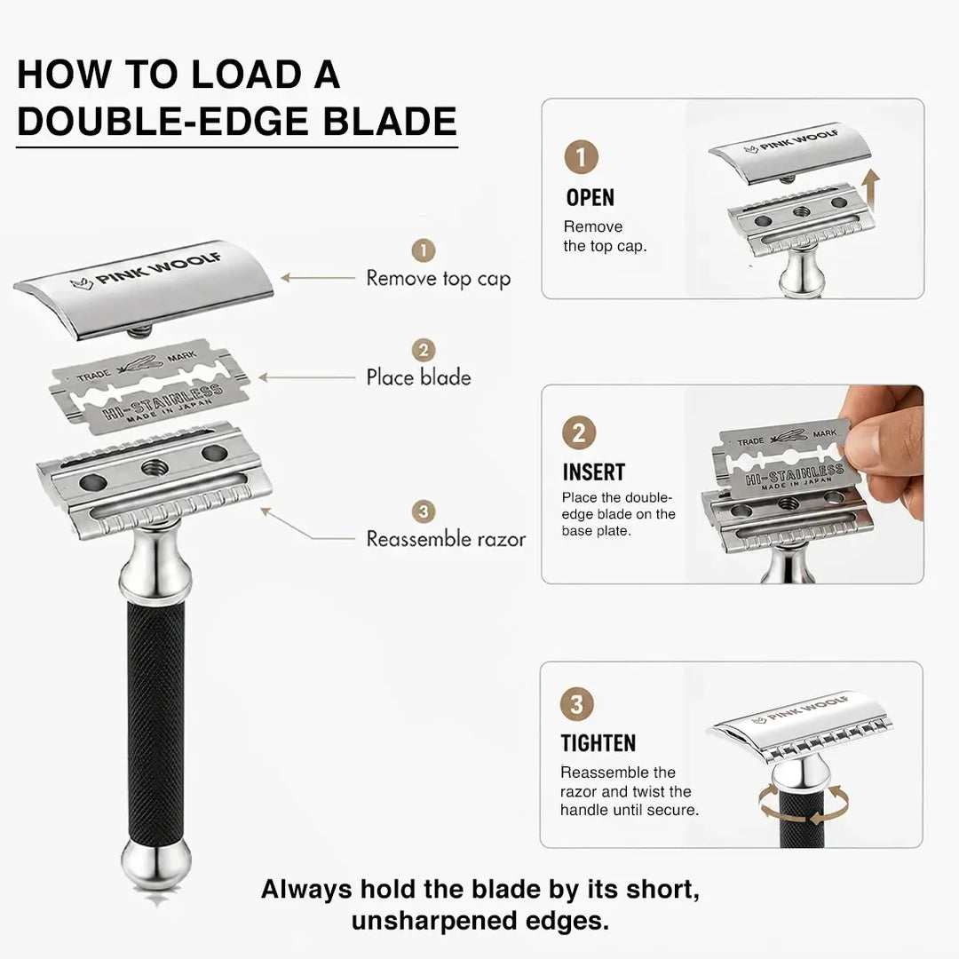 How to safely load a Feather Black double edge razor blade into a safety razor
