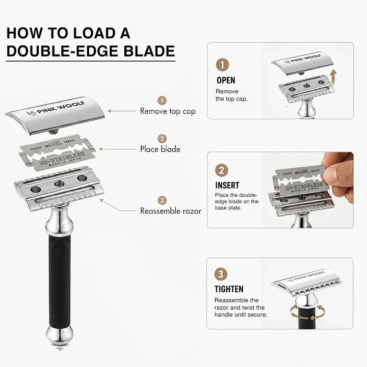How to load a Feather Yellow double edge razor blade into a safety razor