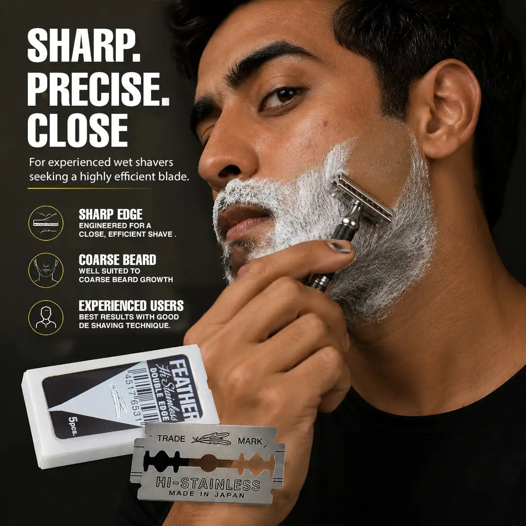 Feather Black sharp double edge razor blades for experienced wet shavers and coarse beards