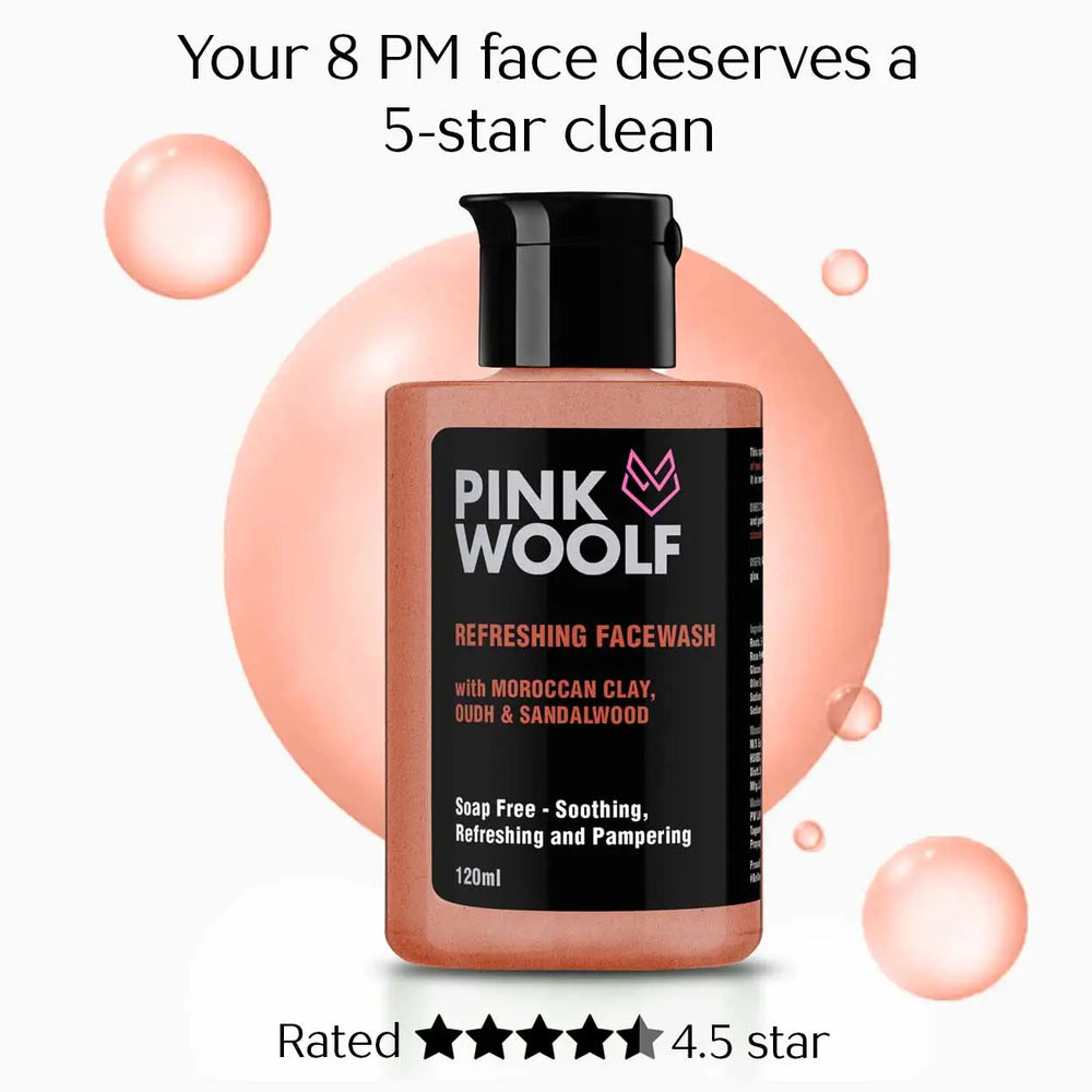 Pink Woolf face wash for people who cleanse their skin after coming from work
