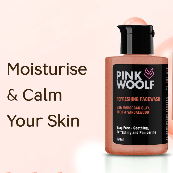 Pink Wool Moroccan_Clay_Face_wash_for_Smooth_skin. Moisturize and calm your skin