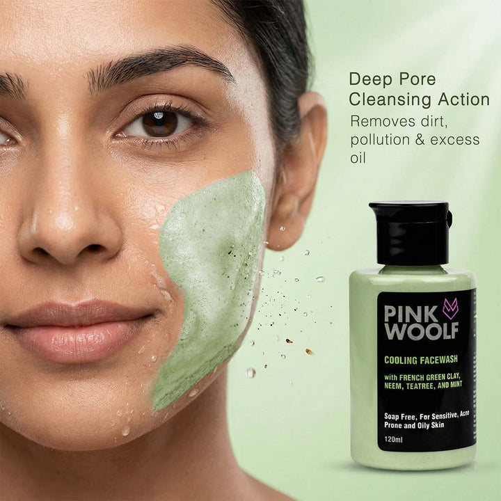 Face Wash (Neem, Tea Tree, French Green Clay) PinkWoolf IN