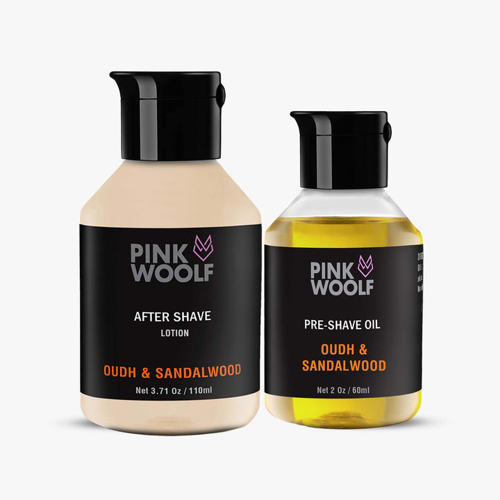 After Shave Balm and Pre Shave Oil - OUDH & SANDALWOOD PinkWoolf IN