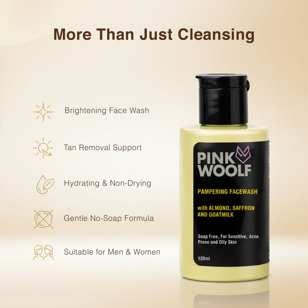 Face Wash (Almond, Saffron, Goatmilk) PinkWoolf IN