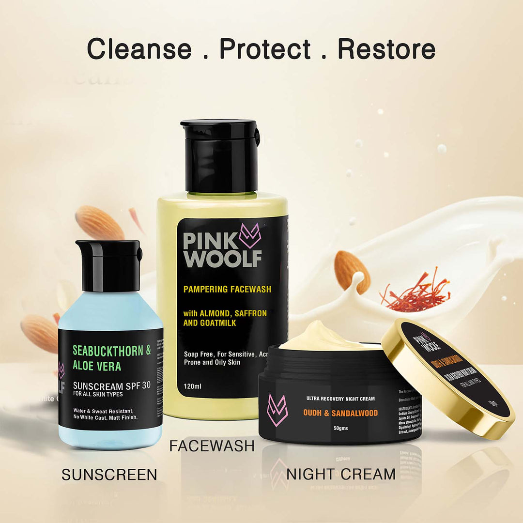 Face Wash (Almond, Saffron, Goatmilk) PinkWoolf IN