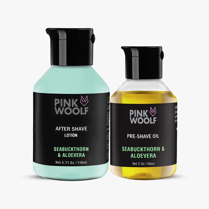 After Shave Lotion and Pre Shave Oil - SEABUCKTHORN & ALOE VERA PinkWoolf IN