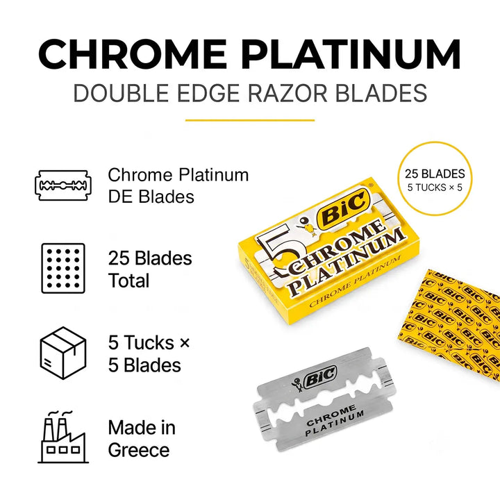 BIC Chrome Platinum Double Edge Razor Blades – 25 Blades