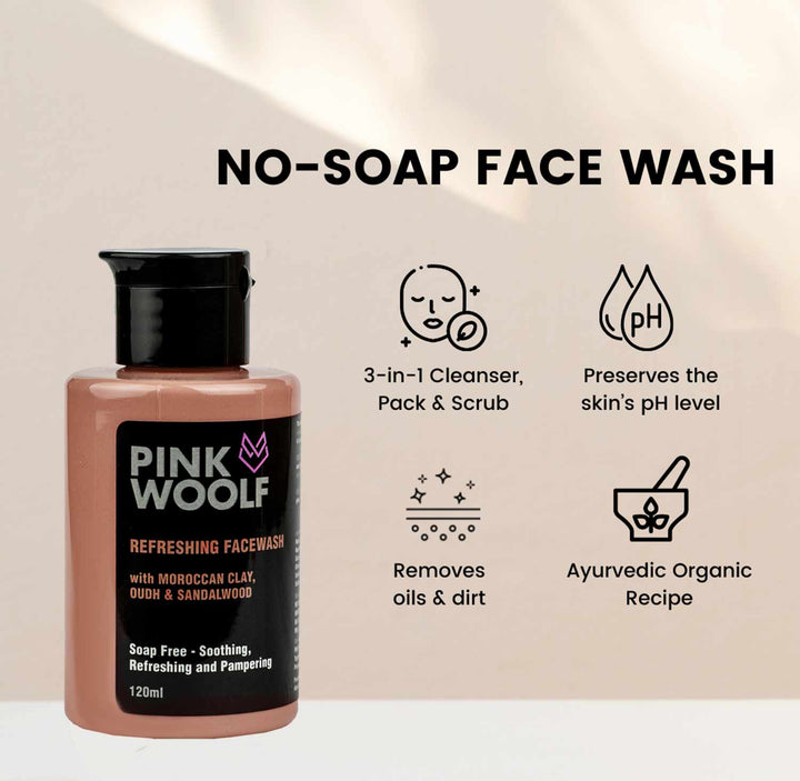 Face Wash (Moroccan Clay, Oudh & Sandalwood) - Face WashPinkWoolf