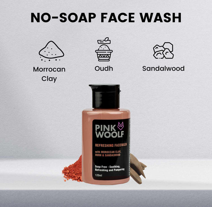 Face Wash (Moroccan Clay, Oudh & Sandalwood) - Face WashPinkWoolf