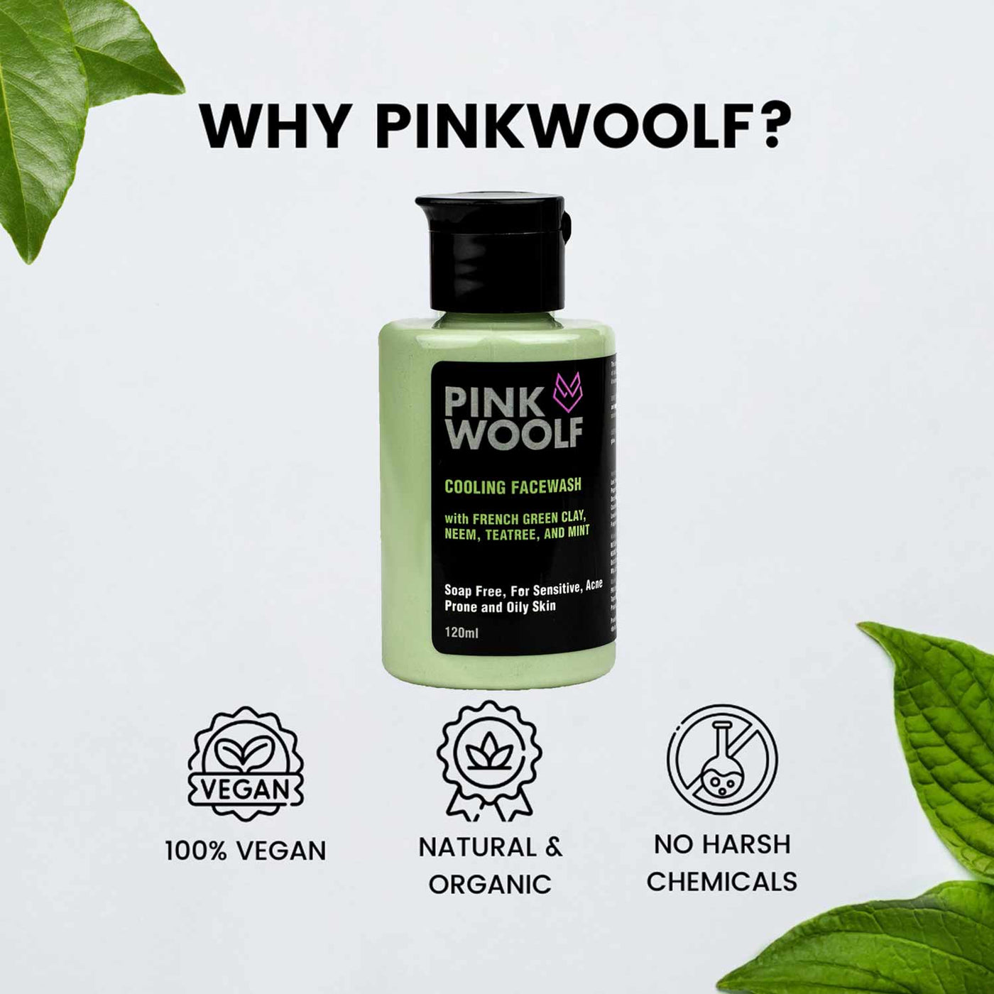 Face Wash (Neem Tea Tree French Green Clay) - Face WashPinkWoolf