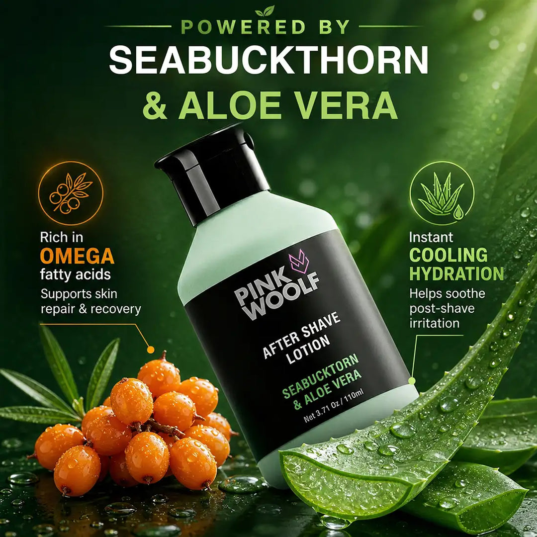Pink Woolf after shave lotion with seabuckthorn berries and aloe vera