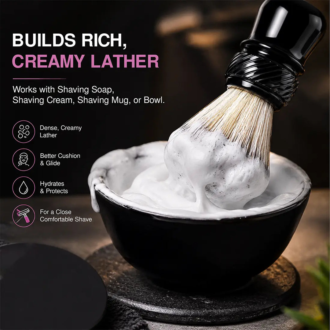 Tuxedo synthetic shaving brush building rich creamy lather with shaving soap