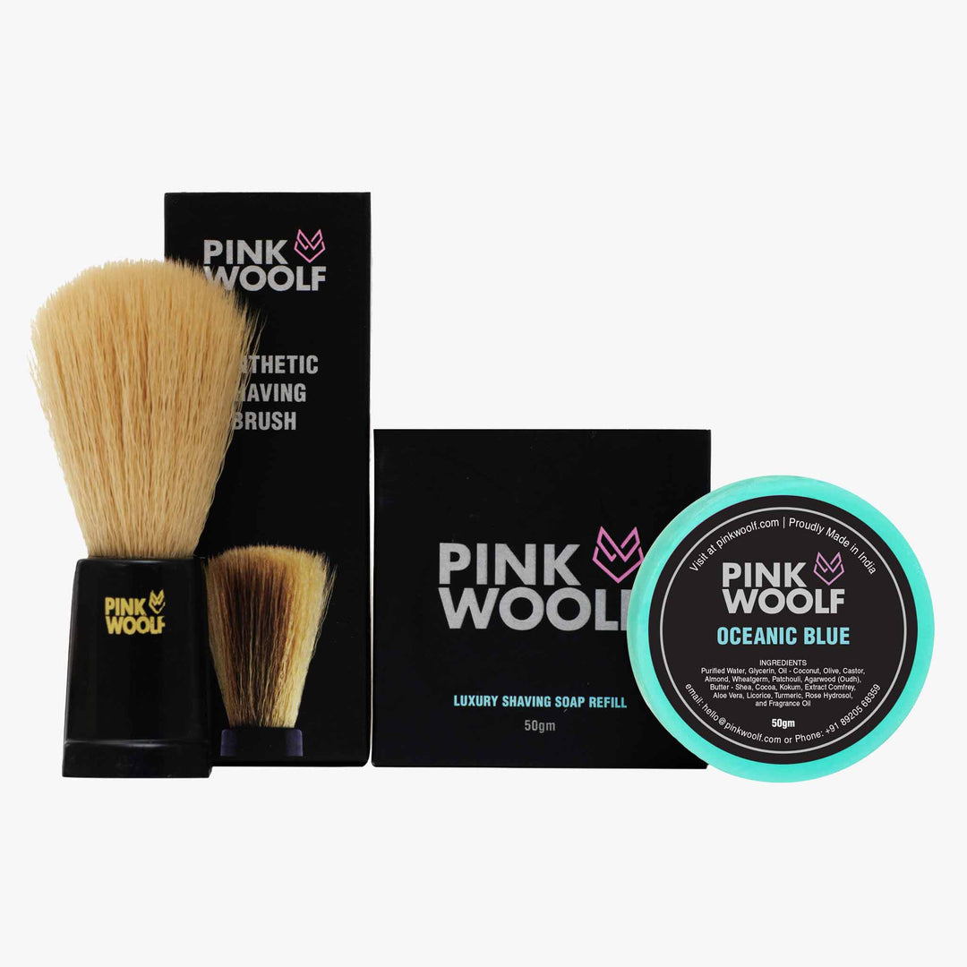 Shaving Brush & Shave Soap Refill Barber Experience Shaving COMBO - Shaving & GroomingPinkWoolf