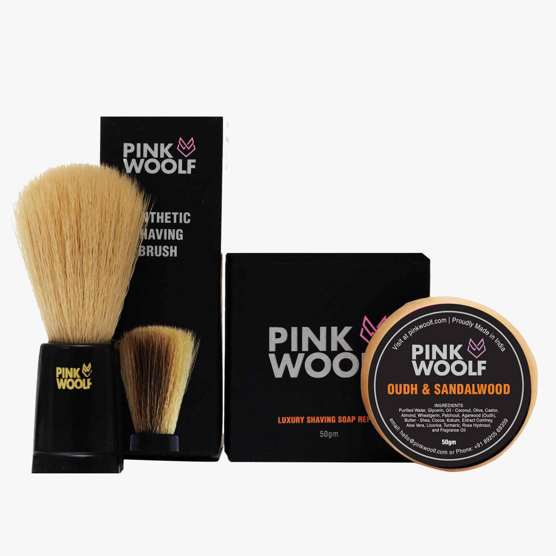 Shaving Brush & Shave Soap Refill Barber Experience Shaving COMBO - Shaving & GroomingPinkWoolf