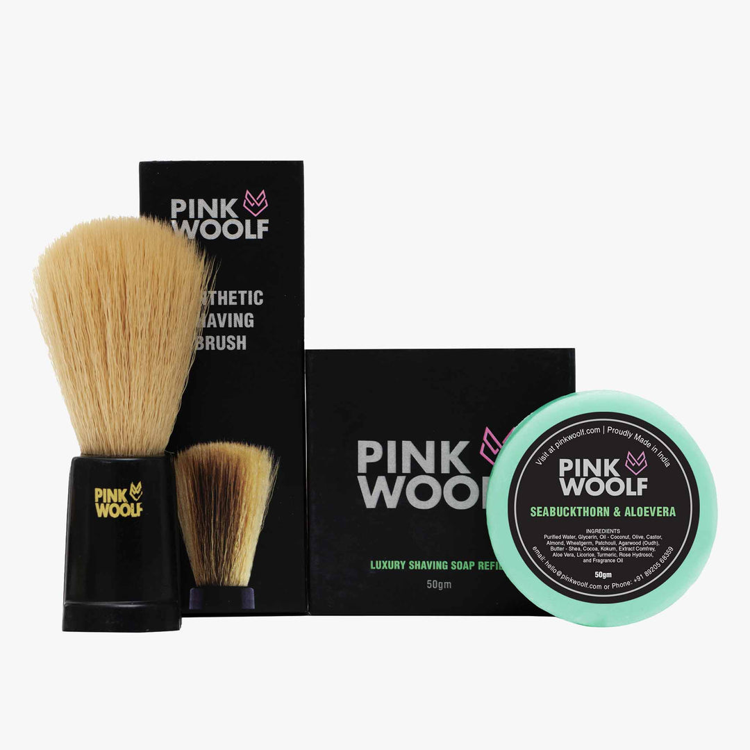 Shaving Brush & Shave Soap Refill Barber Experience Shaving COMBO - Shaving & GroomingPinkWoolf